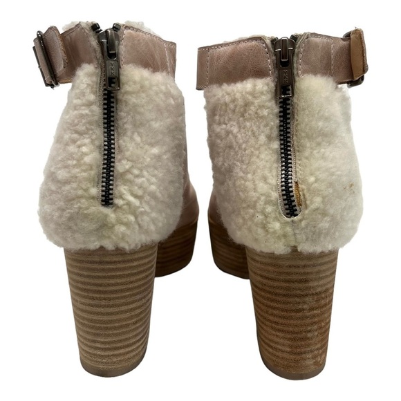 Creatures Of Comfort Pink Leather Platform Shearling Lace Up Ankle Booties 39.5 - Picture 7 of 14